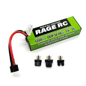 5200mAh 2S 7.4V 35C Hard Case LiPo Battery with Universal Connector EC3, XT60, T-Plug