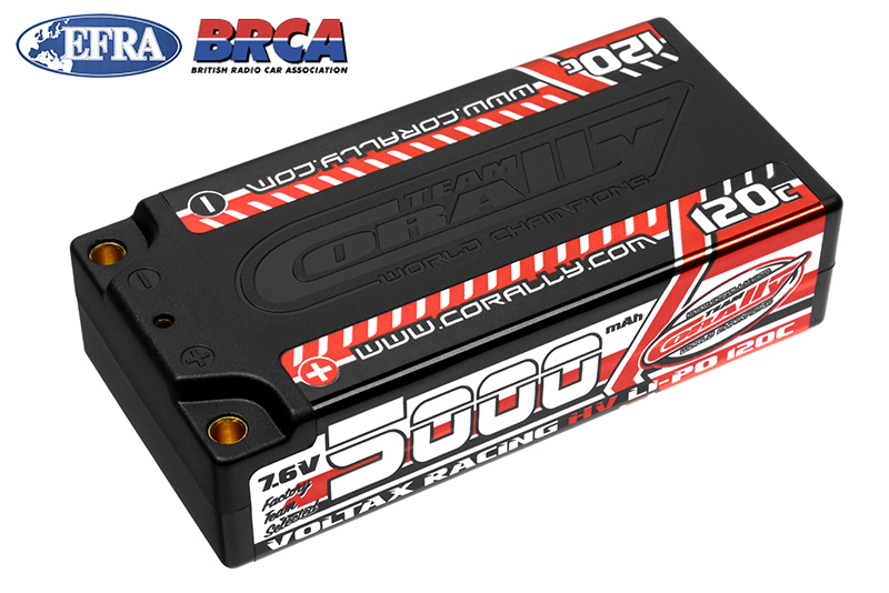 5000mAh - 7.6v 2S Voltrax Shorty Hardcase Lipo Battery - 4mm Bullets