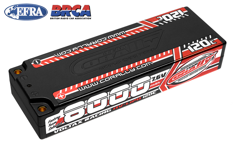 8000mAh 7.6v 2S 120C Voltax Hardcase Lipo Battery - 4mm Bullets