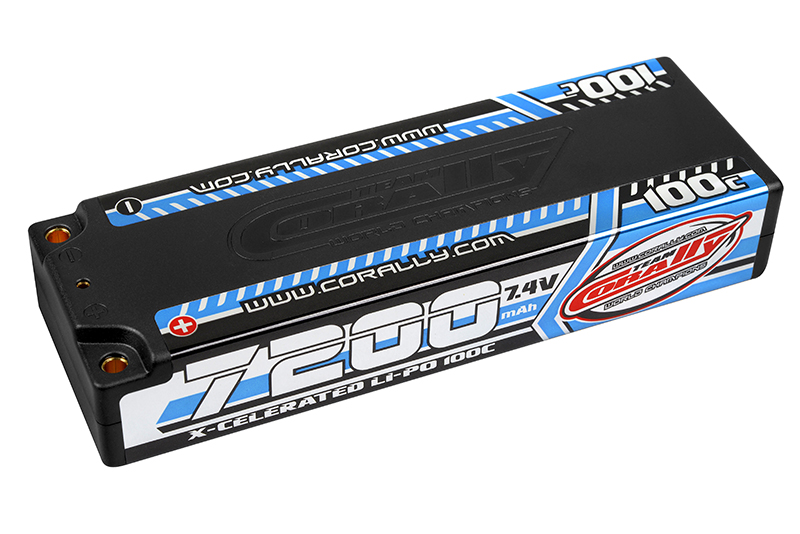 7200mAh 7.4v 2S 100C X-Celerated Hardcase Lipo Battery - 4mm Bullets