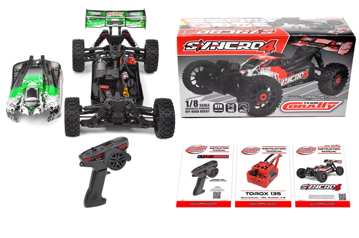 Syncro-4 1/8 4S Brushless Off Road Buggy, RTR, Green view 2