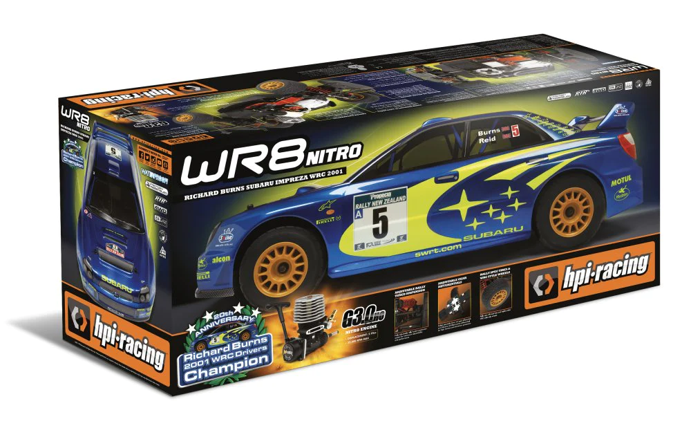 HPI Racing - WR8 Nitro 3.0 2001 WRC Subaru Impreza 1/8 Scale 4WD RTR Rally Car view 2