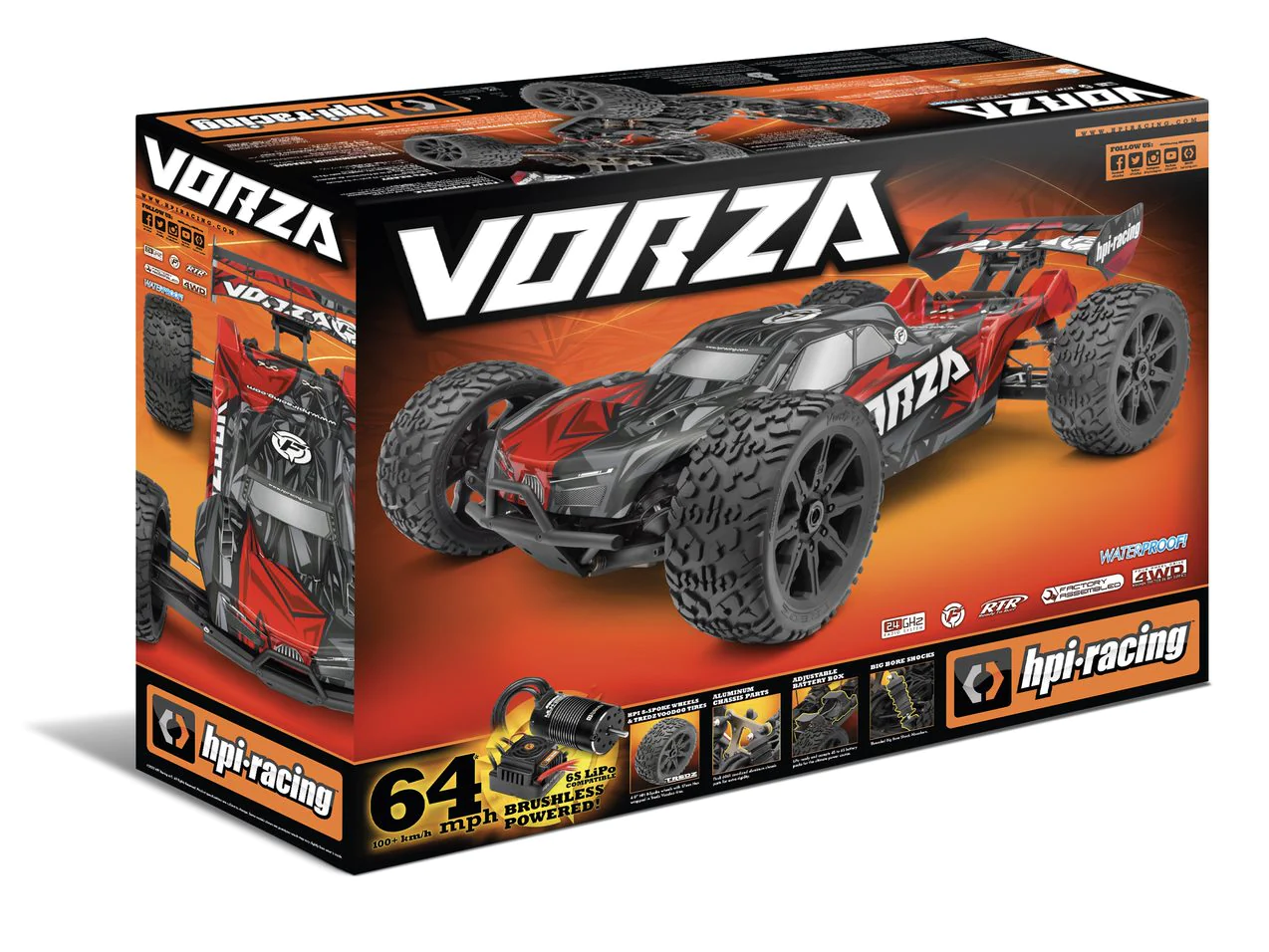 HPI Racing - Vorza Truggy Flux RTR, 1/8 Scale, 4WD, Brushless ESC, w/ 2.4GHz Radio System, Red view 5