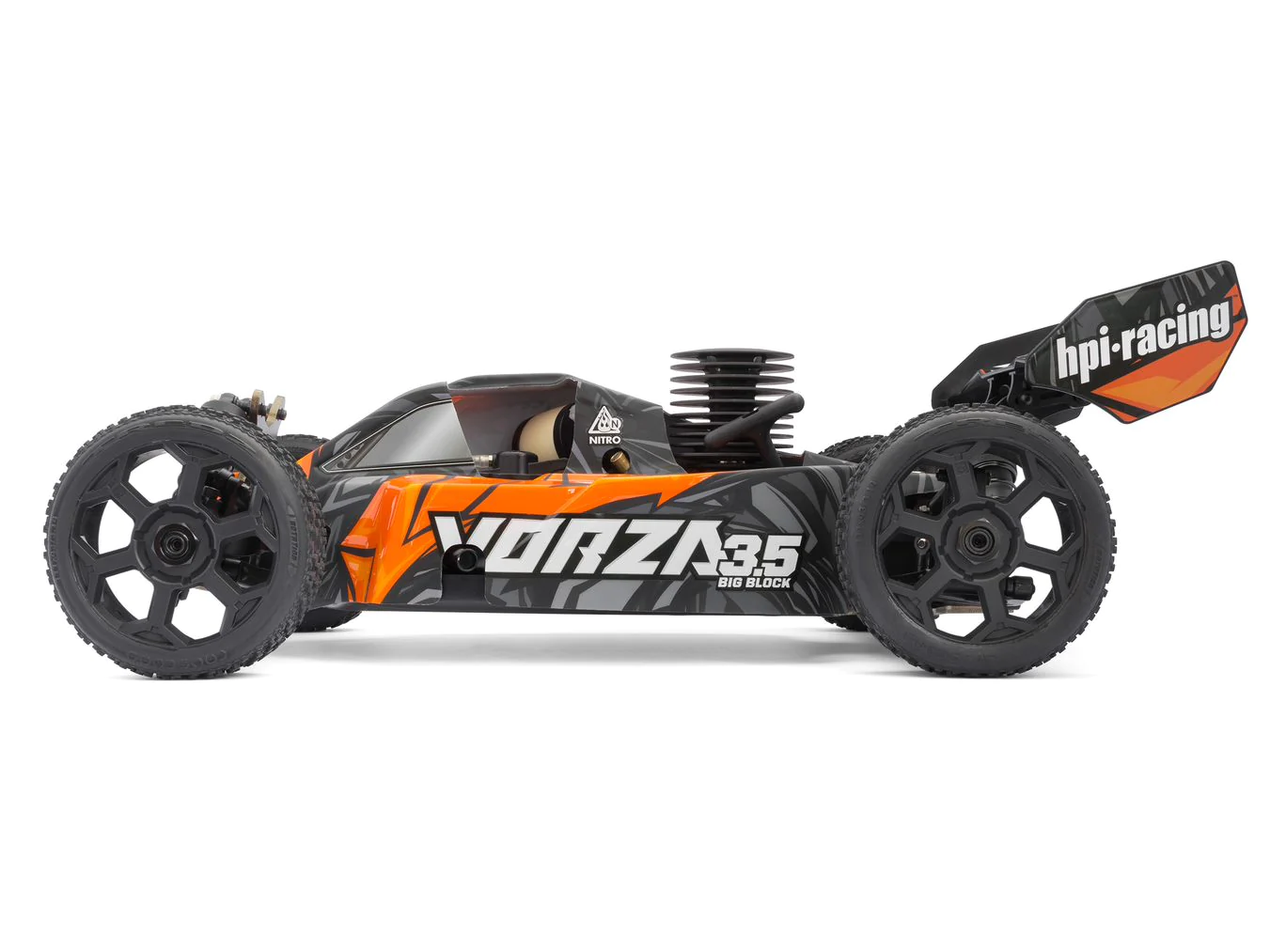 HPI Racing - Vorza 3.5 Buggy, 1/8 Scale 4WD RTR Big Block Nitro w/ 2.4GHz Radio System, Orange view 2